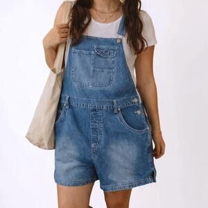 Vintage Y2K Xhilaration Denim Blue Baggy Workwear Overall Shorts XL